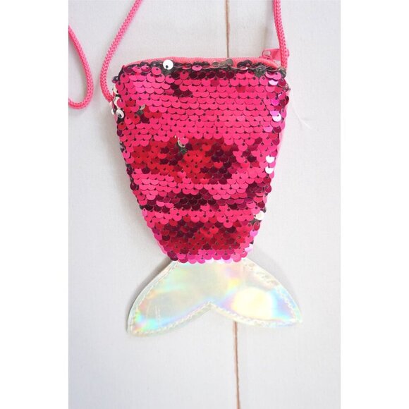 Sequined Mermaid Lanyard Coin Bag Small Wallet Children's Bag Fish Tail - Picture 2 of 7